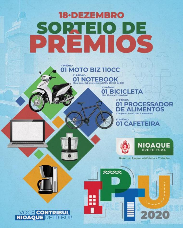 Prefeitura de Nioaque promove o "Prêmio IPTU Responsabilidade e Trabalho" com vários prêmios